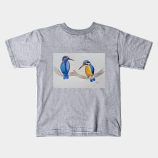 Blue Kingfishers - birds - bird art Kids T-Shirt